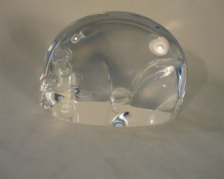 Vintage Signed Steuben Glass Mouse Hand Cooler - Paperweight