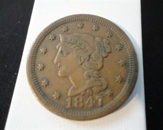 1847 Braided Hair Liberty Head Large Cent Coin