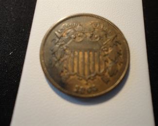 1864 Two Cent Piece Large Motto- Has Some Nice Original Luster