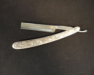 Antique Halberd Trade Mark Straight Razor with Die Cast Aluminum Scales