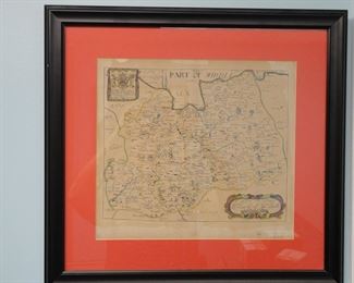 RARE - 1673 1st ISSUE Antique Map 'A MAPP OF SURREY WITH ITS HUNDREDS' by Richard Blome