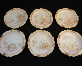 Antique Set of 6 Doulton Burslem Harry G Theaker Porcelain Dessert Plates.