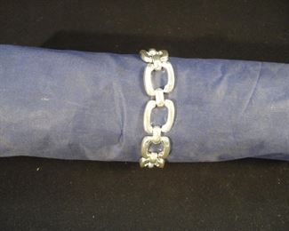 Vintage Sterling Silver Polished Square Link Bracelet - 7.75 inches.