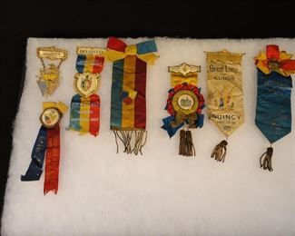Lot of 7 Antique 1895 - 1903 Knights of Pythias Ribbons and Badges.
