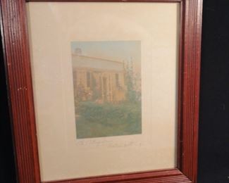 Signed and Dated 1923 Wallace Nutting Hand Tinted Print - The Cottage Door"