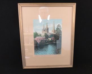 Signed Wallace Nutting Photograph - Litchfield Minster - Original Tag 5845C