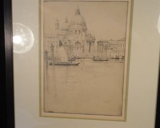 Antique 1913 Signed Jules Andre Smith Santa Maria della Salute Etching
