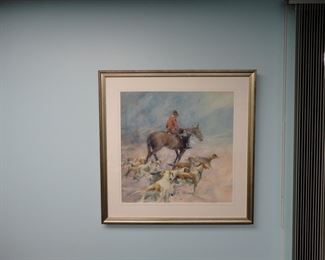 Vintage Betty Lou Schlemm "Ready for the Hunt" Watercolor Painting