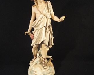 Antique Royal Rudolstadt Porcelain Figure of a Youth - 18" Tall No. 2939