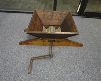 Antique Messinger Co. Wooden and Aluminum Hand-Operated Grape Crusher