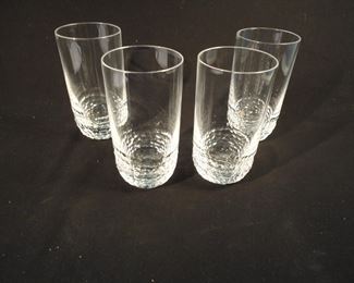 Set of 4 Signed Ralph Lauren Crystal Highball Glasses in the Hewitt pattern
