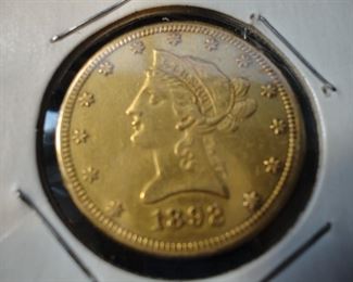 1892-CC Liberty Head $10 Gold Eagle Coin