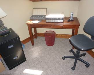 desk , file cabinet, chair