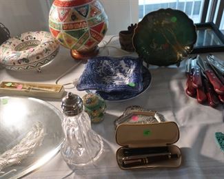 decor,  mirror(sold)    lamp(sold)-  some  items  on  this  table  are  sold