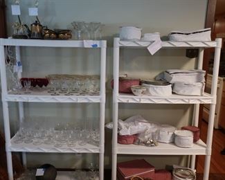 lots  of  stemware,         Noritake  china(lady  rose)  very  large  set(  Noritake  set  is  sold)