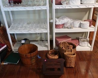 baskets-  Indian,  lots  of  stemware  (stemware  is  reasonably  priced)