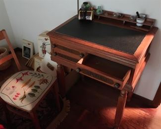 desk  and  needlepoint  chair