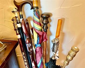 So many beautiful umbrellas and canes. 