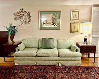 Lovely mint green/sage sofa. This color is hot!