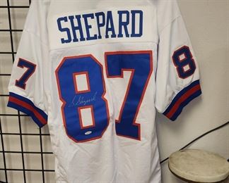 FR9008 Sterling Shepard Signed Pro Style Football Jersey White Color Rush JSA