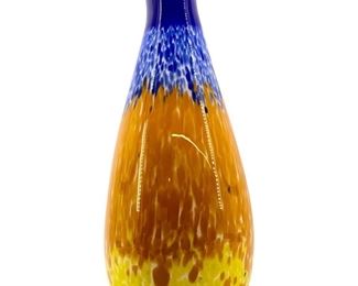 Yellow, Orange, Blue Murano Art Glass Vase
