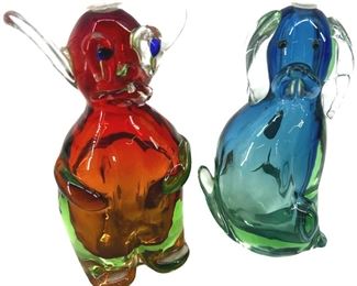 2pc. Murano Art Glass Dog Figures
