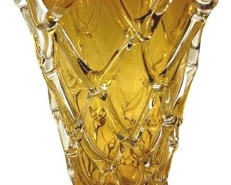 Hand Blown Yellow Art Glass Vase
