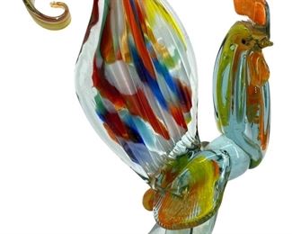Vintage Art Glass Rooster Sculpture
