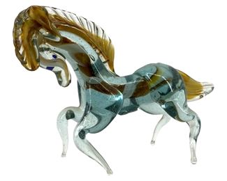 Vintage Art Glass Horse Sculpture
