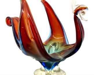 Large Murano Art Glass Bird Footed Dish
