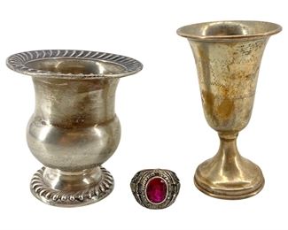 Vintage Sterling Silver Goblets and Ring
