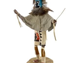 Signed Wood and Leather Navajo Kachina
