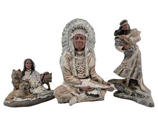 Signed Tawana Native American Ceramic Sculptures
