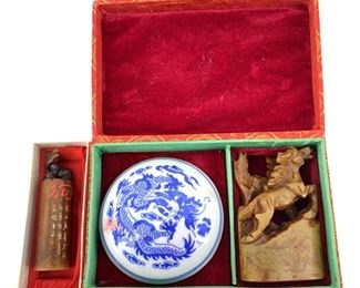 2pc. Chinese Stamps, Boxes and Ink Collection
