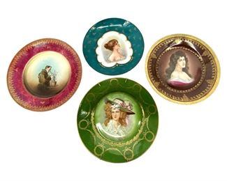 4pc Antique Vienna Royal Victoria Portrait Plates
