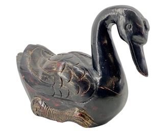 Vintage, Rustic Hand Carved Swan Sculpture
