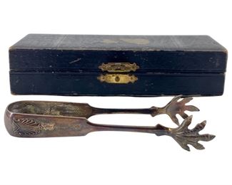 Antique Finland 813 Silver Sugar Tongs & Case
