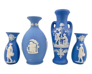 4pc Miniature Wedgwood Jasperware Pottery Vases
