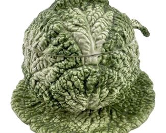 Cabbage Design Ceramic Soup Bowl, Ladle, & Plate
