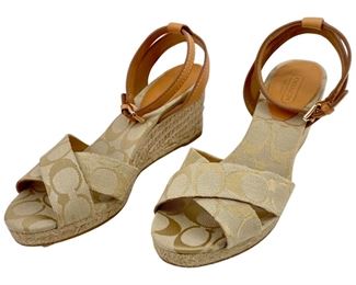 New Size 7 Henley Leather Coach Espadrille Sandals
