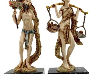 Resin Depose Italy Fisher Woman and Man Figures
