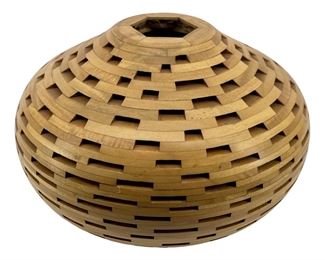 Filipino Geometric Segmented Wooden Vessel
