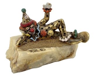 Ron Lee 24K Gold Plated Pinky The Clown on Marble
