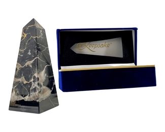 Keepsake Marble Obelisk Paperweight and Case
