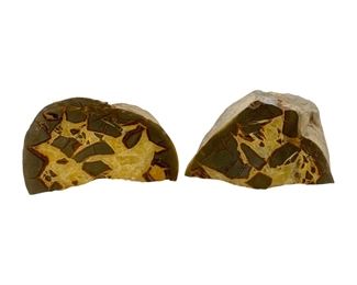 Pair of Yellow Crystal Geode Bookends
