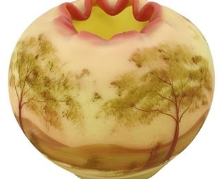 Signed Janet S. Painted Miniature Glass Bowl
