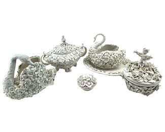 Vintage Intricate Porcelain Floral Art Serving Set
