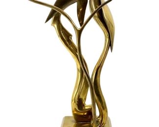 Abstract Brass Lovebirds Sculpture

