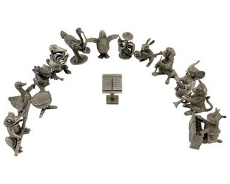 12pc. Hudson Fine Pewter Animal Band Figurines
