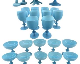 31pc. Westmoreland Blue Milk Glass Set
